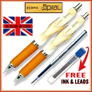 Zebra Spiral twin set pen and mechanical pencil (ORANGE) FREE INK REFILL + LEADS - Picture 1 of 3