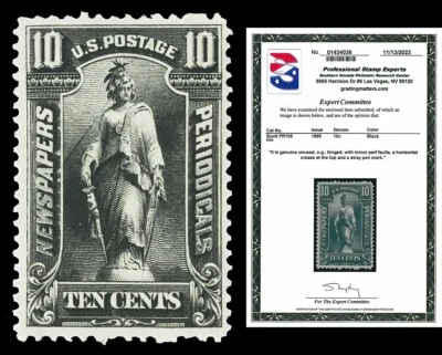 Scott PR105 1895 10c Newspaper Issue Mint F-VF OG H Cat $600 with PSE CERT - Image 1 of 2