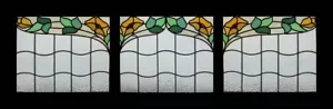 Seltene schöne englische Jugendstil-Fenster 3er-Set Blumenmuster aus Buntglas - Bild 1 von 1