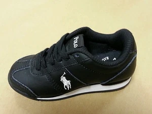 Zapatillas Polo Ralph Lauren Unisex Juvenil Negras con Plateado Pony Zapatos Tallas 3.5-7 - Imagen 1 de 5