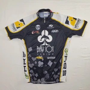 Voler Black Yellow White Bay 101 Casino Y2K M Full Zip Cycling Jersey Shirt Top - Picture 1 of 16