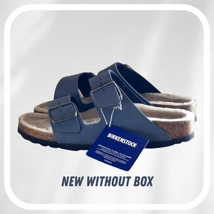 Neue Birkenstock Arizona Lammfell Sandalen - Blau (Größe 37) / US 6 schmal - Bild 1 von 8