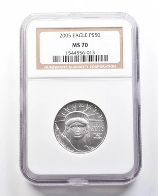 2005 $50 American Platinum Eagle 1/2 Oz Platinum MS70 NGC *7291 - Image 1 of 3