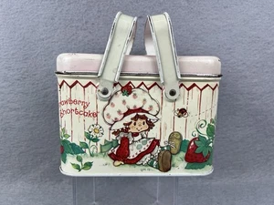 Vintage 1980s Strawberry Shortcake Metal Lunch Box Trinket Box Picnic Basket Tin - Picture 1 of 11