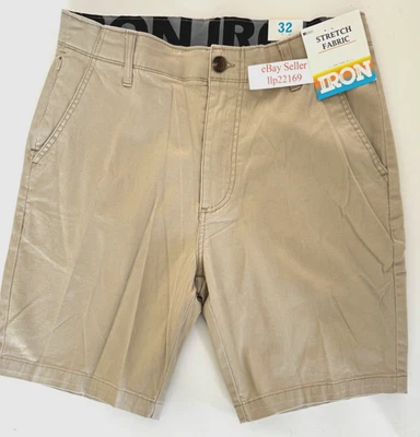 Pantalones Cortos Elásticos IRON CO Para Hombre (TALLA 32) Cintura Flexible Frente Plano De Colección TRIGO ¡Nueva Etiqueta! Foto 1 de 4