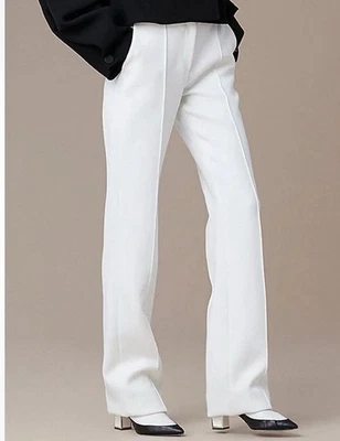 $398 NUEVO Pantalones Diane von Furstenberg DVF Plisados Frontales Marfil 12 *leer Descripción Foto 1 de 4