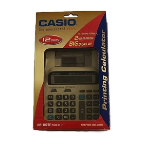 Vintage Casio Printing Calculator Model HR-100TE Plus W Two Color Printing - Picture 1 of 4