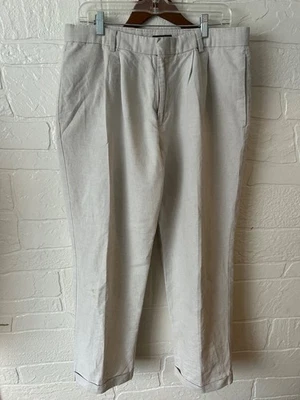 Pantalones de hombre Dockers premium mezcla de lino beige espiga talla 36x30 (35x29) Foto 1 de 4