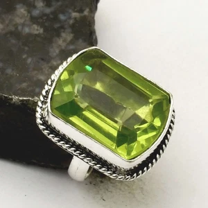 Peridot Gemstone Handmade Ring Jewelry Anniversary Gift US Size-7.5 AR 74210 - Picture 1 of 1
