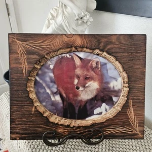 Burned Wood Red Fox Wall Plaque 14x11 Handmade Natural Decor - Picture 1 of 5