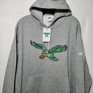 Felpa con cappuccio Philadelphia Eagles uomo XL grigia NFL football pullover pile vecchio logo - Foto 1 di 13