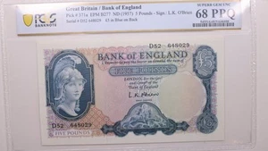 (1957) 5 Pounds, Great Britain., PCGS CU-68 PPQ., Store #GWC047 - Picture 1 of 2
