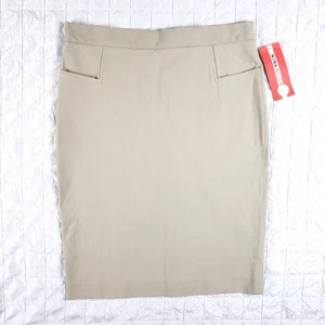 NEW NINA MCLEMORE Women Sz 6 Cotton Nylon Back Zip Knee Length Skirt Beige $295 - Picture 1 of 13
