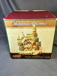 Raro barril de galletas hecho a mano Navidad pan de jengibre casa luz de fibra óptica - Imagen 1 de 15