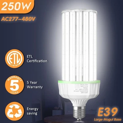 480Volt Commercial LED Corn Bulb Light 250W Warehouse Workshop High Bay Light 5k - Image 1 of 4