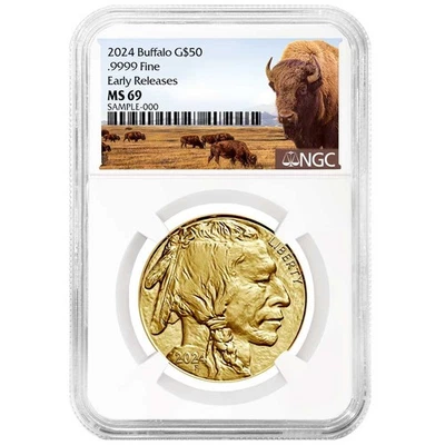 Etiqueta Buffalo American Gold 2024 $50 NGC MS69 ER Buffalo Foto 1 de 2