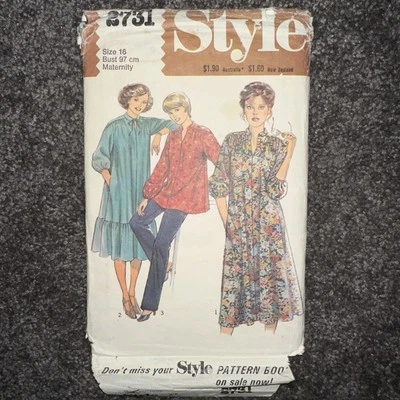 Style 2731 Sewing Pattern Maternity Dress Top Pants Trousers Size 16 C.1979 FF - Image 1 of 4