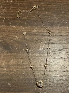Vintage Goldtone & Cubic Zirconia Heart Shaped Necklace Marked 925 CZ China - Picture 1 of 6