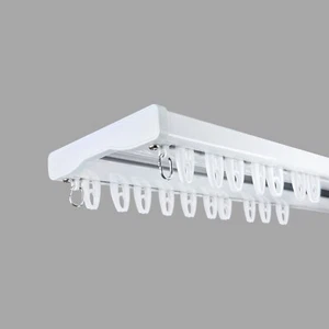 Double Curtain Rail Track Heavy Duty Aluminium & PVC Ceiling Set With Hooks - Picture 1 of 5