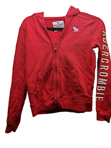 Abercrombie Soft Cozy Red Full Zip Hooded Sweatshirt Jacket size 11/12