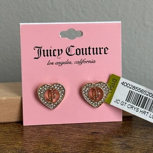 NWT Juicy Couture Gold JC Heart Sparkly Stud Earrings Jewelry Cute - Picture 1 of 2