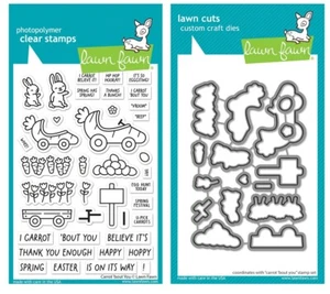 New! Lawn Fawn CARROT 'BOUT YOU Easter Clear Stamp and Die Set LF3349 & LF3350 - Picture 1 of 1