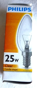 Philips Clear Standard Candle Shape Globe 25W E14 240V B35 CL - Picture 1 of 4
