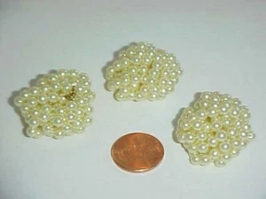 6 VINTAGE JAPAN YELLOW PEARL BEAD 1.5" LOVE KNOTS L735 - Picture 1 of 2