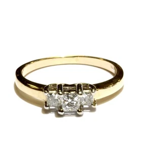 14k Gelbgold 0,50ct SI2 H 3 Steine Prinzessin Diamant Verlobungsring 3,6g - Bild 1 von 8
