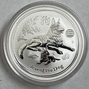 2018 $1 Lunar Year of The Dog with Wang Privy 1oz Silver BU Coin by Perth Mint - Picture 1 of 2