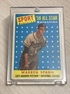 1958 Topps Warren Spahn Milwaukee Braves All Star Hof MLB Vintage ⚾ Invest - Bild 1 von 2