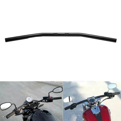 Black Motorcycle 1" 25mm Bar Drag Handlebars Bars For Honda Harley Yamaha Suzuki - Image 1 of 4
