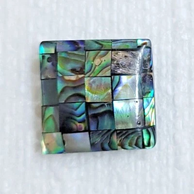 Abalone Shell Square Button 18mm Shank Mosaic Inlay Dress Coat Jacket Cardigan - Image 1 of 4
