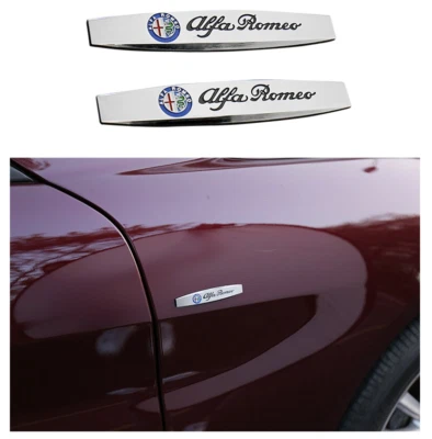 2pcs Alfa Romeo Side Fender Emblems Stickers Badges Silver - Image 1 of 4