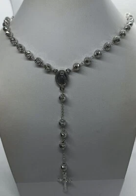 Collana Rosario Argento Rodiato maglia SLASH CM 60 mm 4 mm 6 EXPLOIT - Immagine 1 di 4