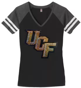 Women's University Central Florida UCF Ladies Bling V-neck Shirt Size S-3XL - Picture 1 of 2