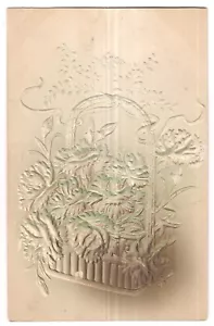 CESTA DE FLORES Ombre Tonificado Repujado Tarjeta de Felicitación Postal DB - Imagen 1 de 2