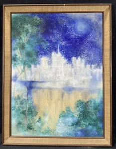 Vintage Beautiful Framed & Signed Abstract Oil Painting NYC Skyline - Picture 1 of 9