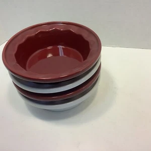 Chantal Collection 5" 2 White 2 Burg Ceramic Pie Dish, 1.5 Cup. # 93-PDE13 4pc - Picture 1 of 7