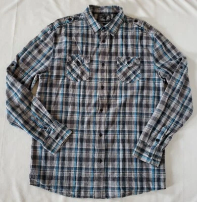 Camisa de franela a cuadros Elixir talla XXL manga larga bolsillo abotonada multicolor Foto 1 de 4