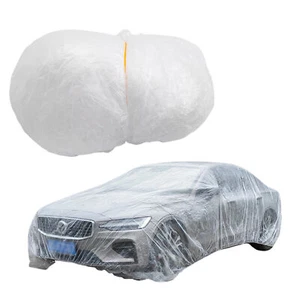 Clear Plastic Temporary Universal Disposable Car Cover Rain Dust Garage - Picture 1 of 14