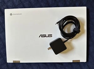 White ASUS Newest Flip 2-in-1 14" FHD Touchscreen Chromebook- Slightly Used - Picture 1 of 24