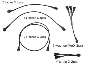 Black Extension Cords Y Cable 3 Way Splitter Kit For Golf Car Led Strip Light - Imagen 1 de 12
