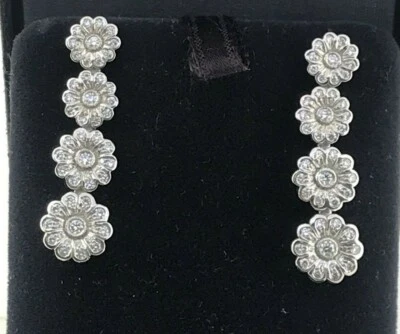 TIFFANY & CO PLATINUM DIAMOND GRADUATED DROP FLOWER EARRINGS - Image 1 of 4