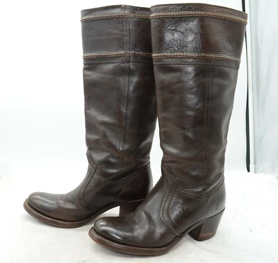 Botas de trabajo FRYE para mujer talla 7,5 "Jane 14L Stitch" tacón alto cuero para montar marrón Foto 1 de 4
