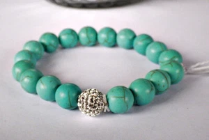 SCHMUCK-STCK ARMBAND Howlit Tükis- farben Kugel Zirkonia Silber - Picture 1 of 2