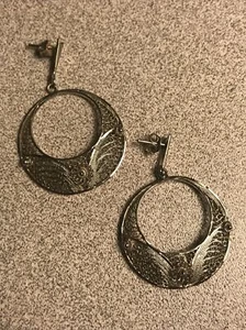VanLou - Germany - Sterling Silver - Pin Filagree Earrings - 6g - 1.25” dia - Picture 1 of 3