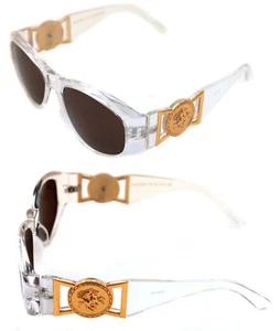 Medusa Metal Gold Logo 413 Medium Clear Sunglasses Vintage Style Biggie 852 - Picture 1 of 9