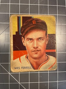 1936 DIAMOND STAR#94 WES FERRELL BOSTON RED SOX BASEBALL CARD GOOD