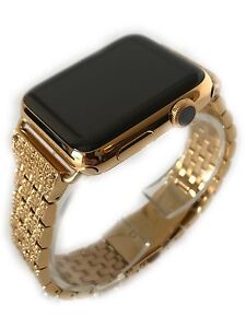 24K Gold Plated 42MM Apple Watch SERIES 2 Gold Links Band w Diamond Rhinestone